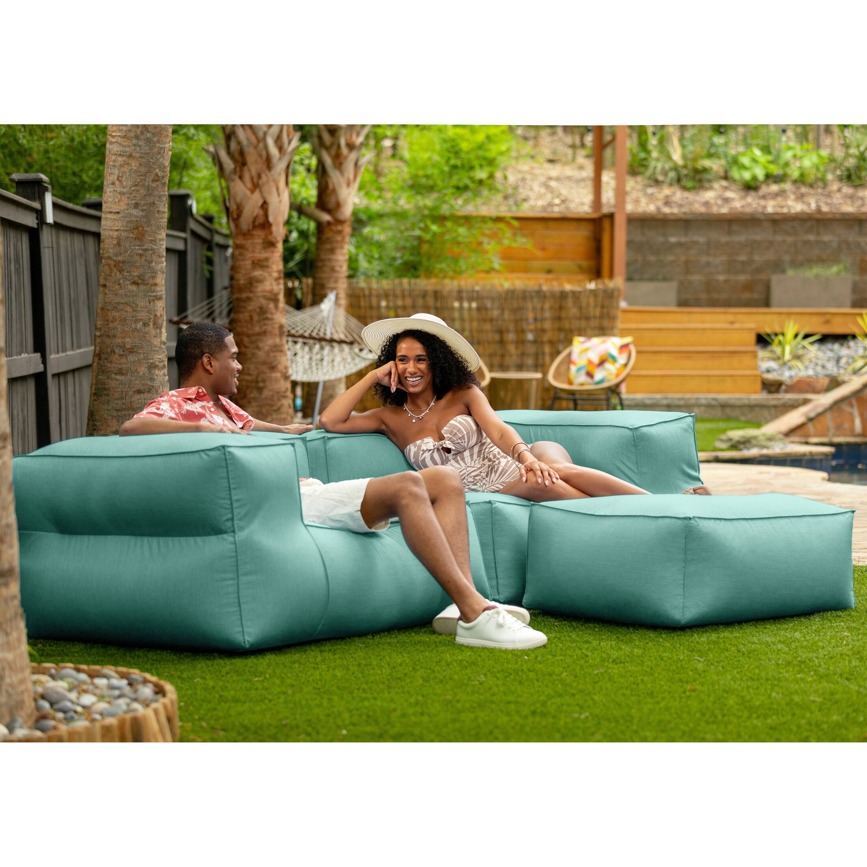 Left. Jaxx - Baya Outdoor Modular Loveseat - Luxurious Soft Seating for Poolside or Hospitality, Breeze - Breeze.