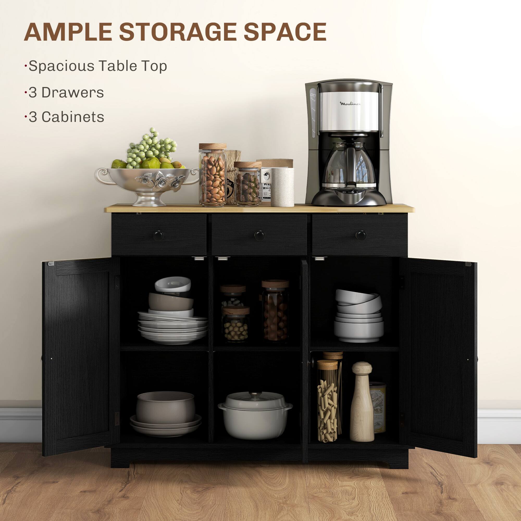 AMPLE STORAGE SPACE Spacious Table Top 3 Drawers 3 Cabinets