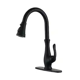 3-Spray Patterns Modern 1.8 GPM Single Handle Pull Down Sprayer Kitchen Faucet with Deck Plate
