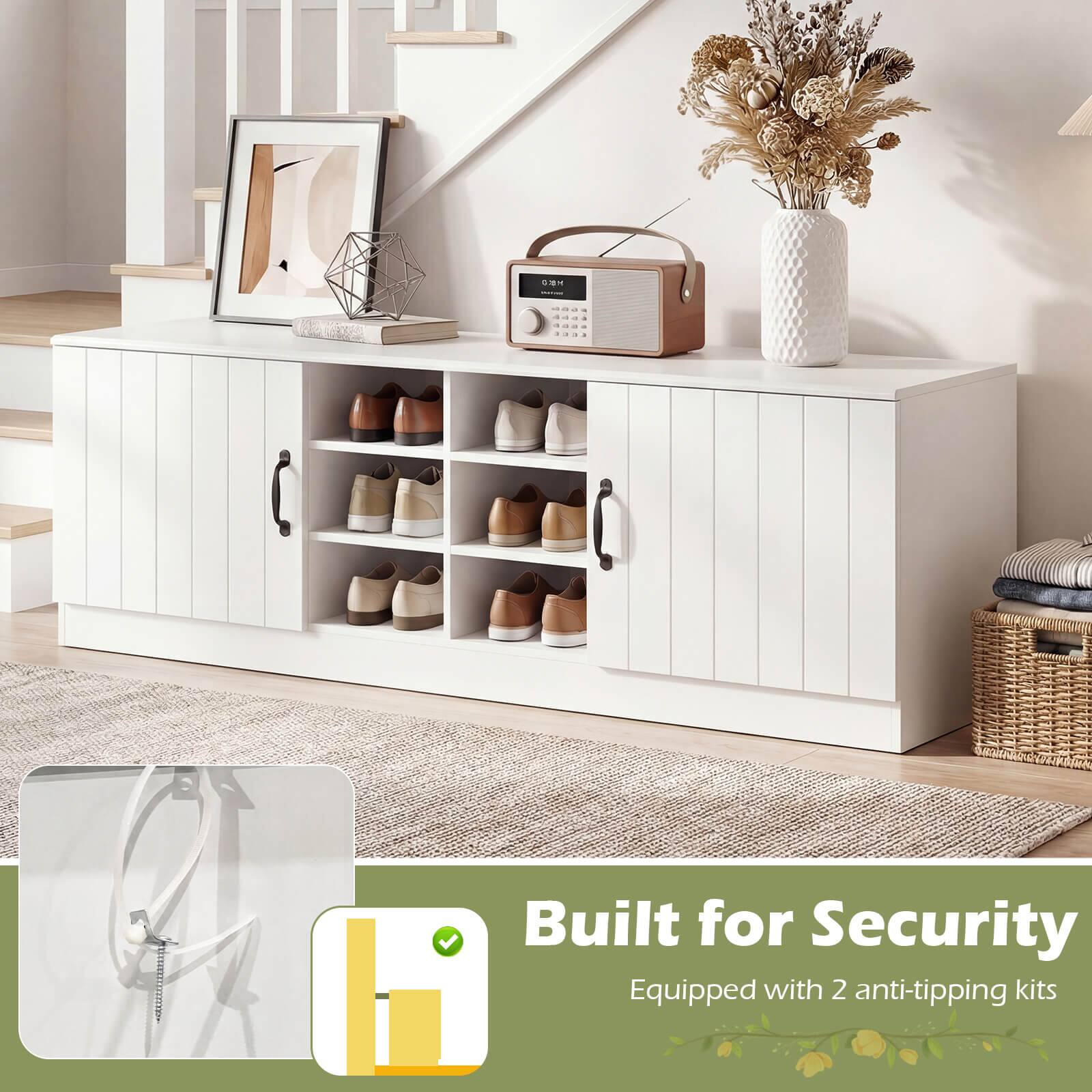 Built for Security  
Equipped with 2 anti-tipping kits