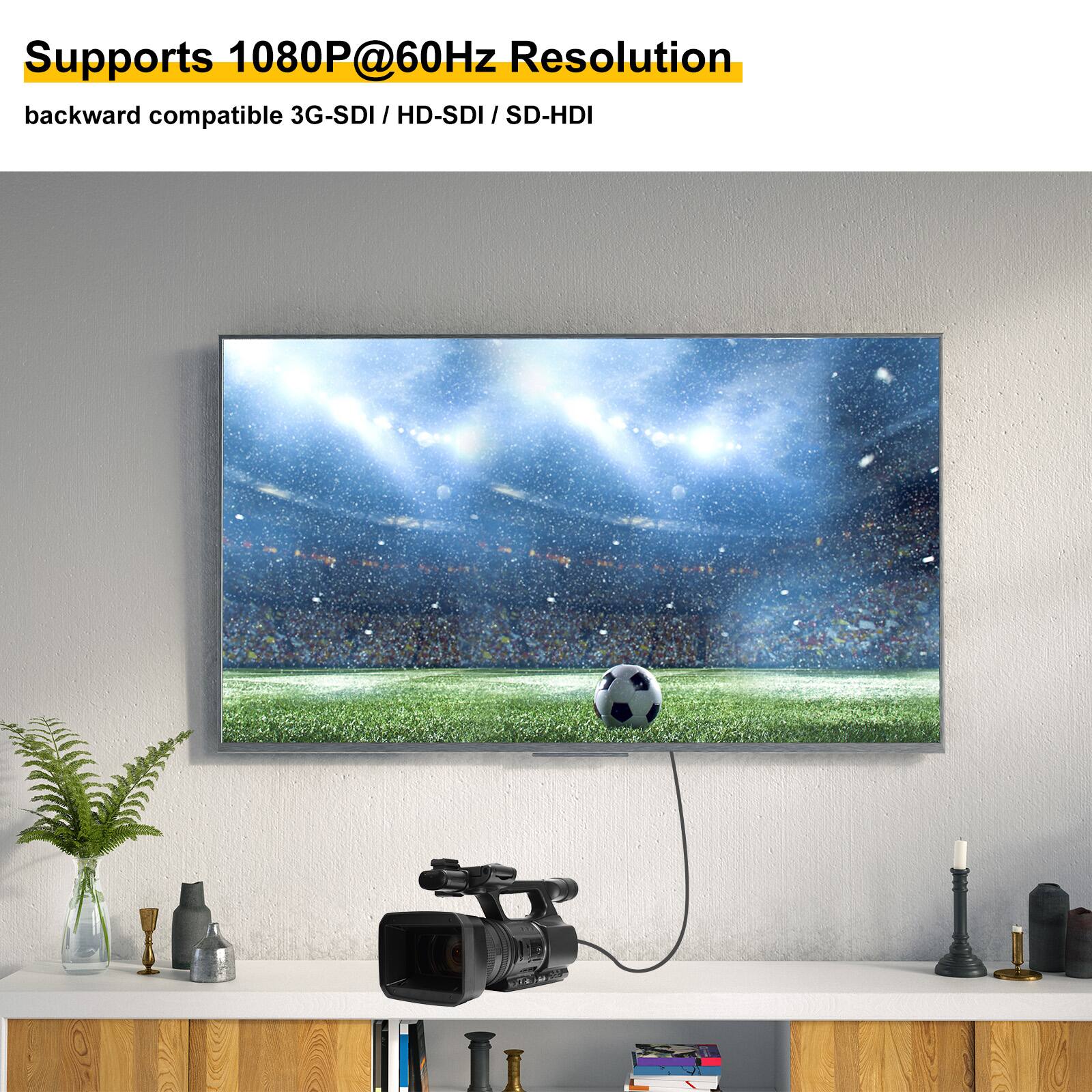 Supports 1080P@60Hz Resolution  
backward compatible 3G-SDI / HD-SDI / SD-HDI