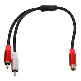 Unique Bargains - 1ft RCA Splitter Cable 1 RCA Female to 2 RCA Male Y Adapter Stereo Audio for Subwoofer Amplifier - Black