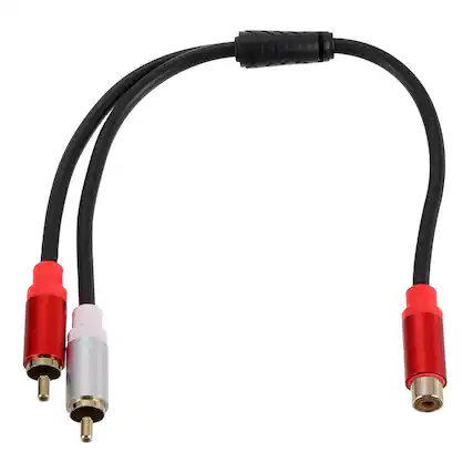 Front. Unique Bargains - 1ft RCA Splitter Cable 1 RCA Female to 2 RCA Male Y Adapter Stereo Audio for Subwoofer Amplifier - Black.