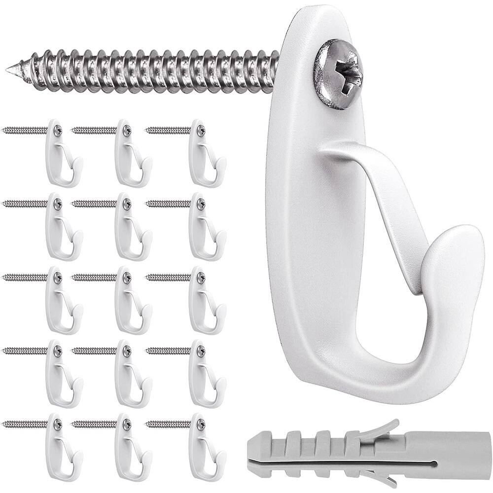 Front. PARKER SLATER - 15 Pcs Gray-White Screw-In Hooks for Outdoor String & Patio Lights.