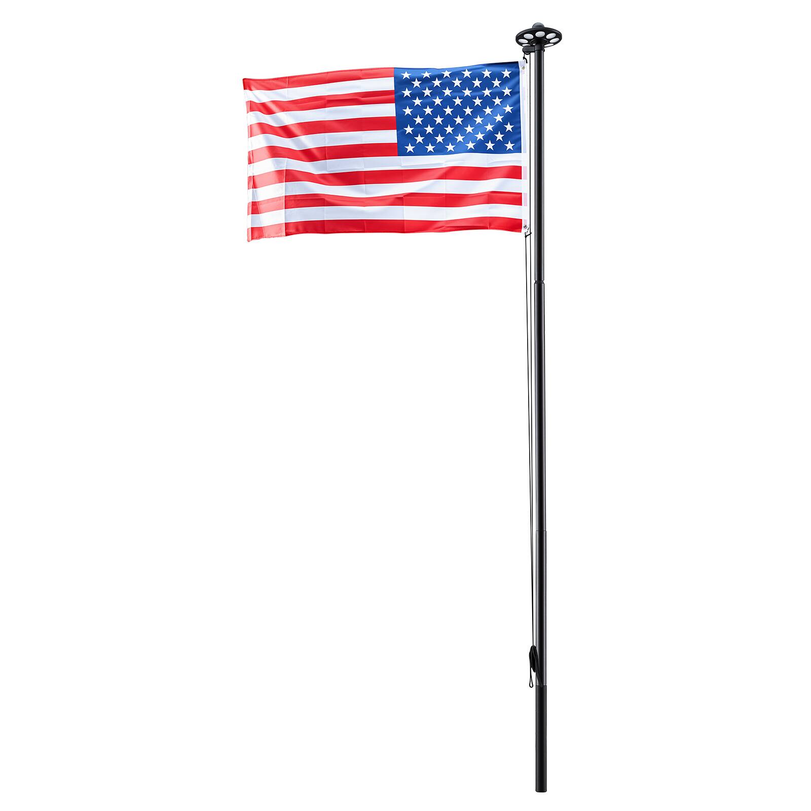 Alt View 5. VEVOR - Flag Pole, 20ft Heavy Duty Sectional Flagpole Kit with 136 LED Solar Light for Outside House In Ground - Black.