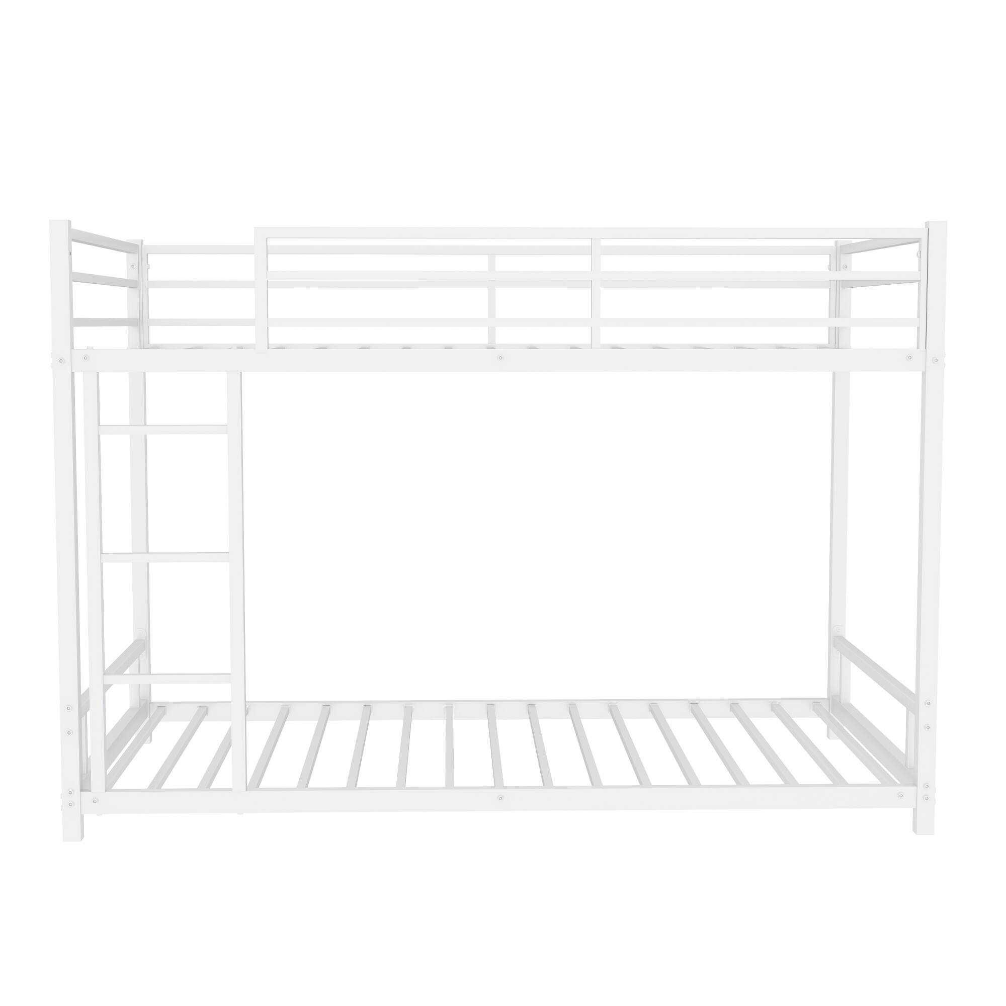 Alt View 1. GOODSILO - Sturdy Twin over Twin Metal Bunk Bed with Safety Guardrail and Convertible Design for Space-Saving Bedroom Solutions - White.