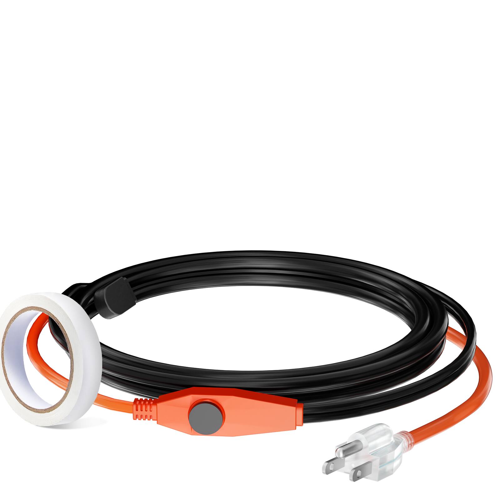 Alt View 5. VEVOR - Pipe Heating Cable, 6FT 7W/FT Heat Tape for Pipes with Built-in Thermostat, Water Pipe Heat Cable Protects PVC Hose - Black;Orange.