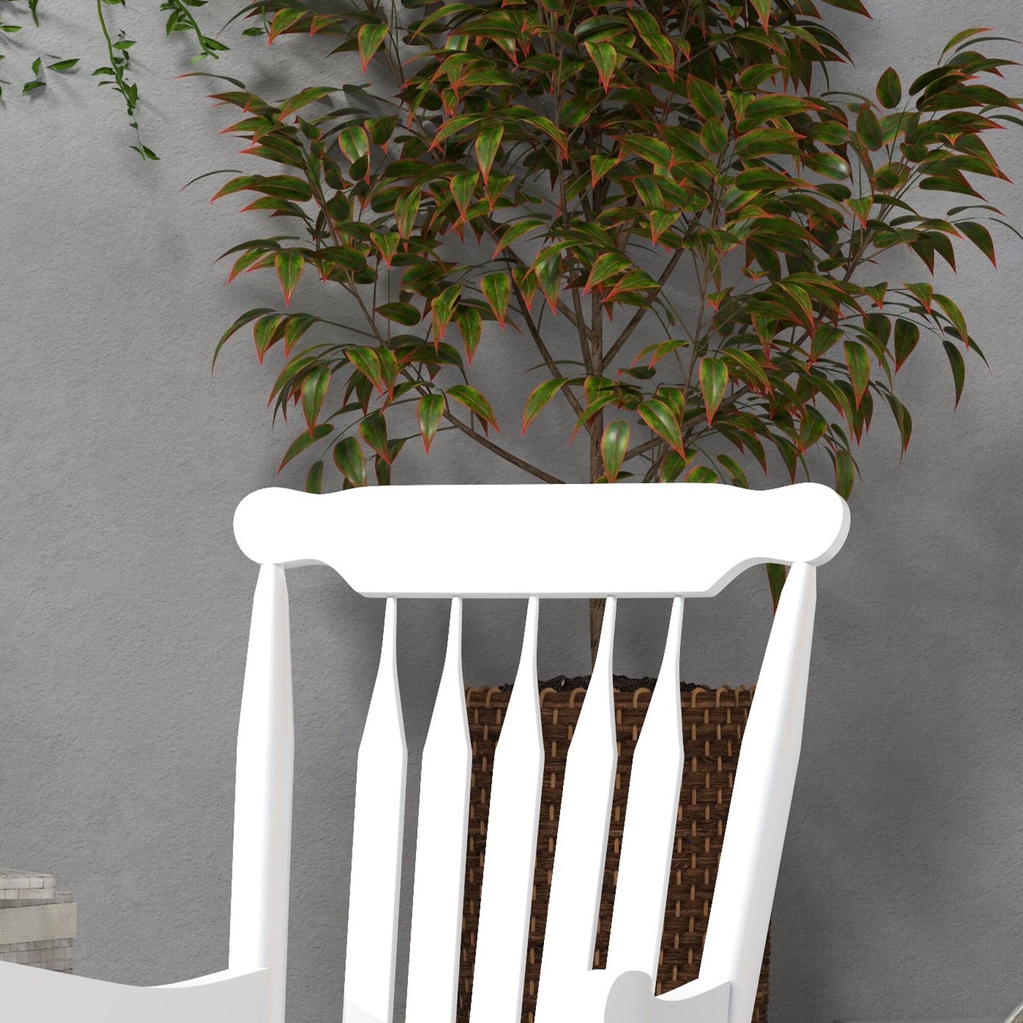 Alt View 7. Outsunny - Outdoor Wood Rocking Chair, 350 lbs. Porch Rocker with High Back for Garden, Patio, Balcony - White.