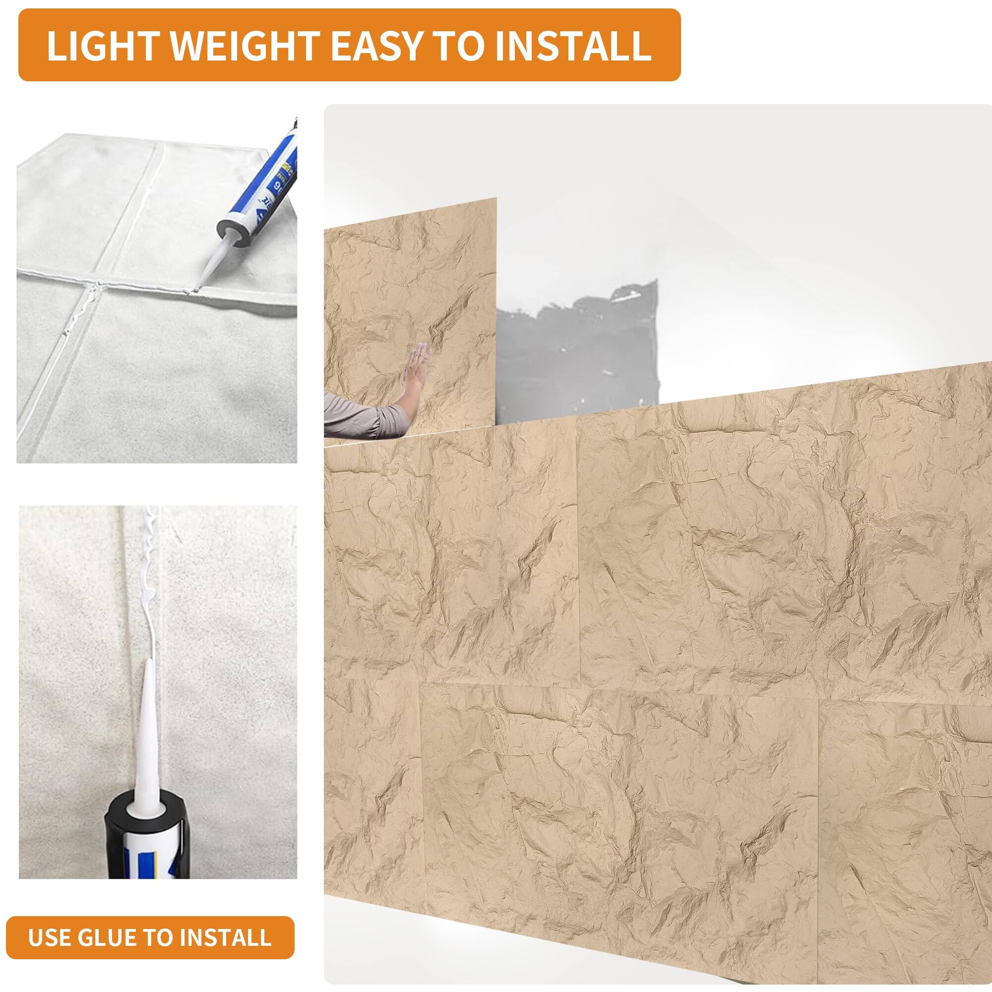 LIGHT WEIGHT EASY TO INSTALL  
USE GLUE TO INSTALL