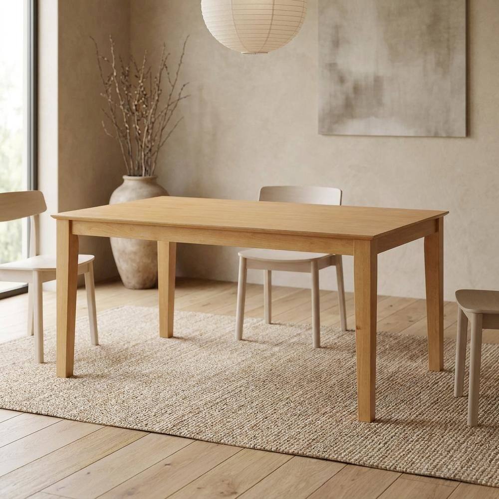Alt View 1. FurniFact - Elegant 60-Inch Solid Wood Dining Table – Farmhouse Kitchen Table - Oak.