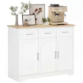 Homcom - Modern Kitchen Sideboard Buffet Cabinet with Storage - White