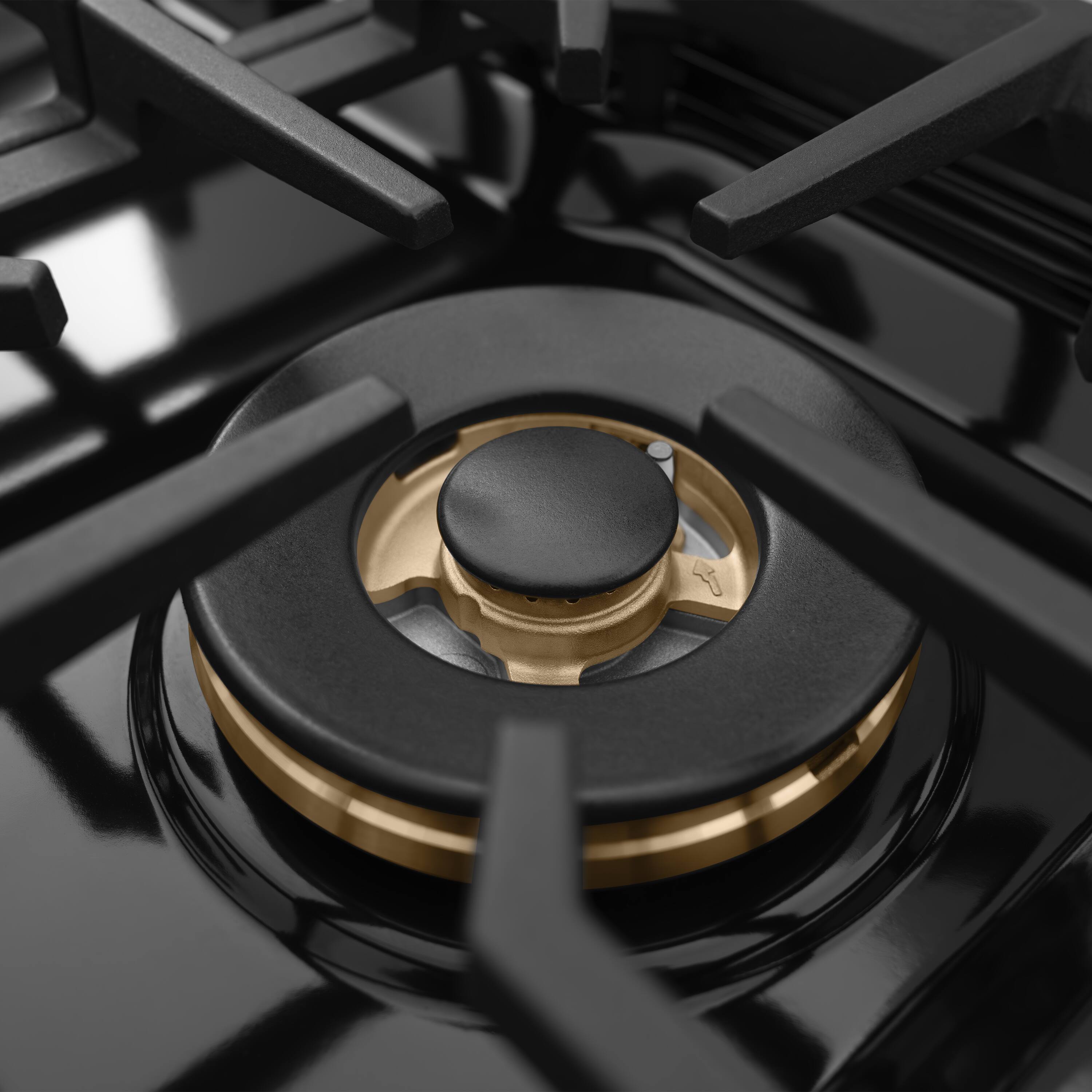 Alt View 10. ZLINE - Autograph 30 in. 4.2 cu. ft. Marino Freestanding Manual Clean DuoPro Gas Range with Convection Oven & Gold Accents - Stainless Steel.
