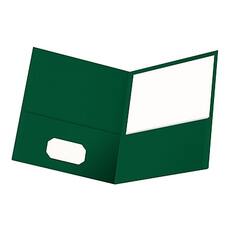 Front. Oxford - 2-Pocket Presentation Folders, 25/Box - Hunter Green.