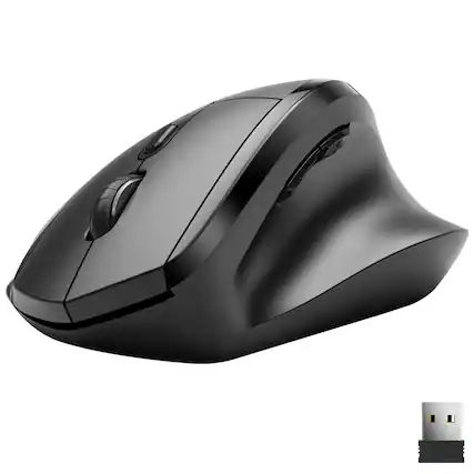 Front. Delton - Delton S30 Ergonomic Wireless Optical Mouse, 3 Adjustable DPI (DMERGS30-WB) - Black.