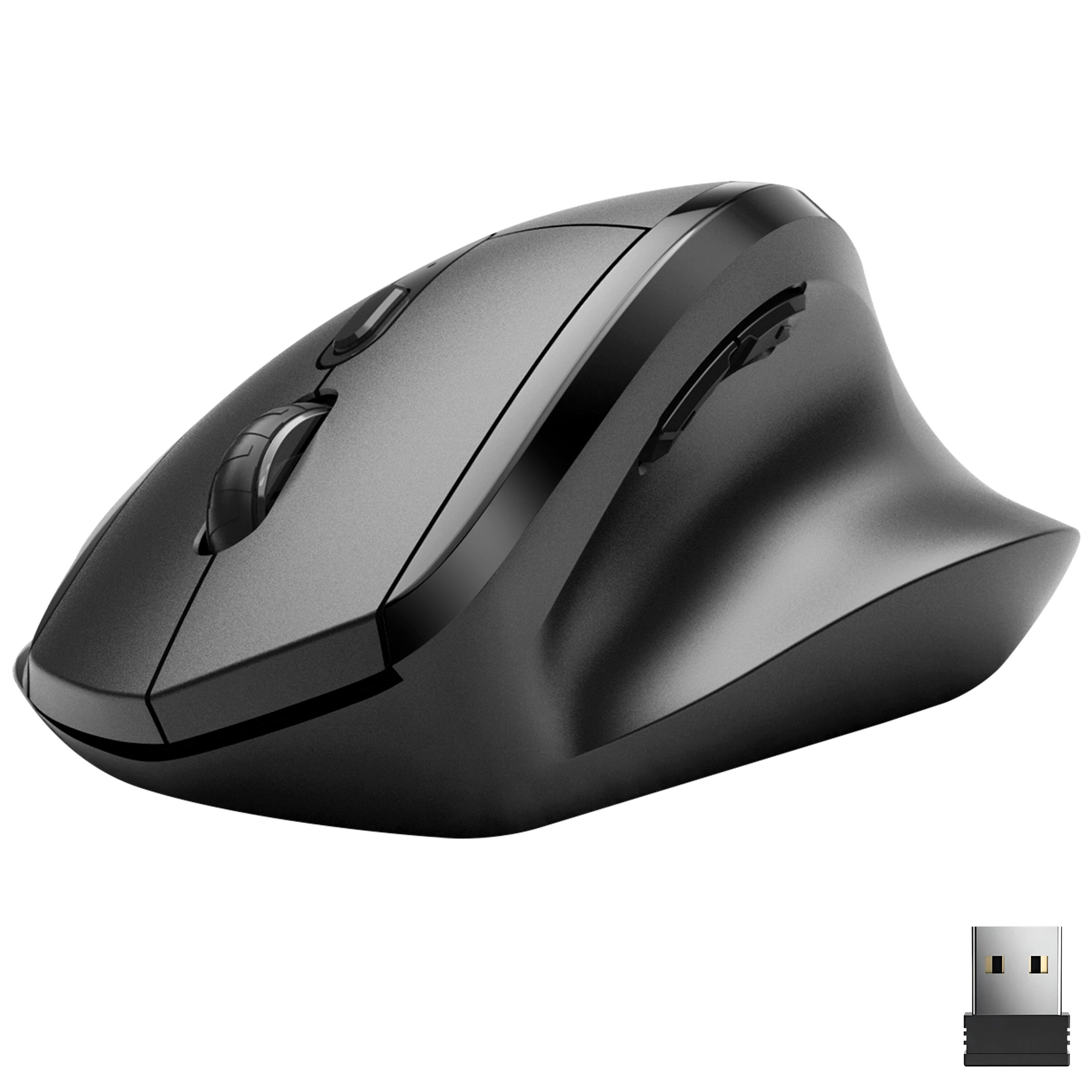 Front. Delton - Delton S30 Ergonomic Wireless Optical Mouse, 3 Adjustable DPI (DMERGS30-WB) - Black.