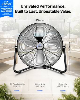 - CLIVING: America's Trusted Fan Brand
- 60+ Years of Engineering Excellence
- Unrivaled Performance. Built to Last. Unbeatable Value.
- 37 inches
- 22.4 inches
- Air Flow Capacity: 5750 CFM
- Cover Area: 35 ft / 10 m
- Motor Life: >10000 Hours