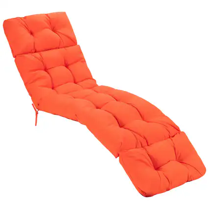 Front. Gymax - Gymax 73-inch Chaise Lounge Cushion Thickened Recliner Cushion w/ 4 String Ties Orange - Orange.