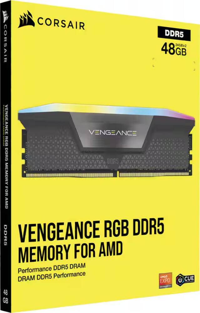 CORSAIR VENGEANCE RGB DDR5 MEMORY FOR AMD  
DDR5 48GB (24GBx2)  
Performance DDR5 DRAM  
AO3 EXPO  
CUE