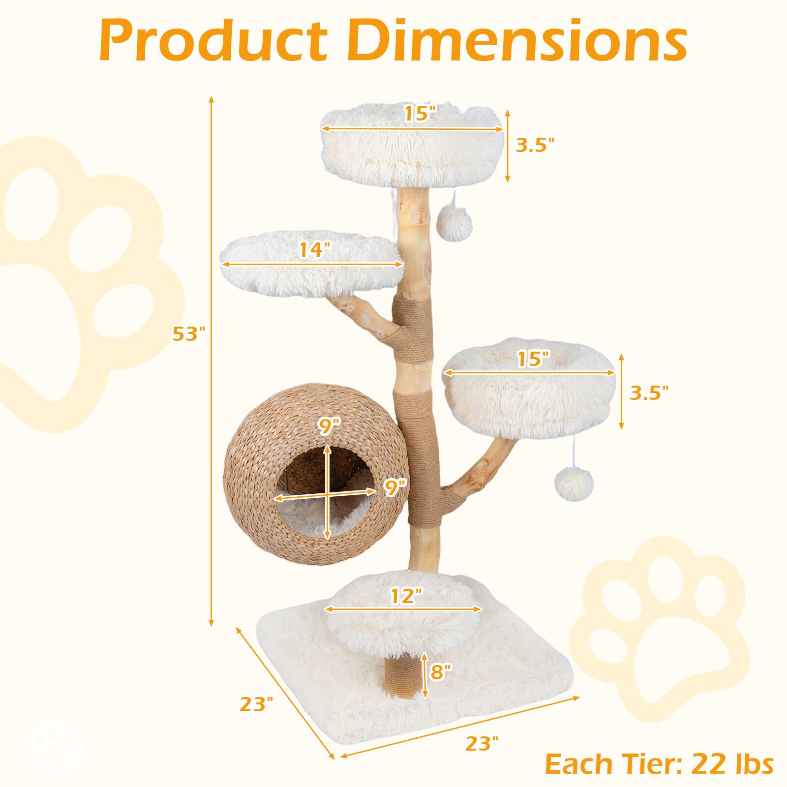 Product Dimensions: 15" x 3.5" x 14" x 53" x 15" x 9" x 3.5" x 9" x 12" x 8" x 23" x 23"  
Each Tier: 22 lbs