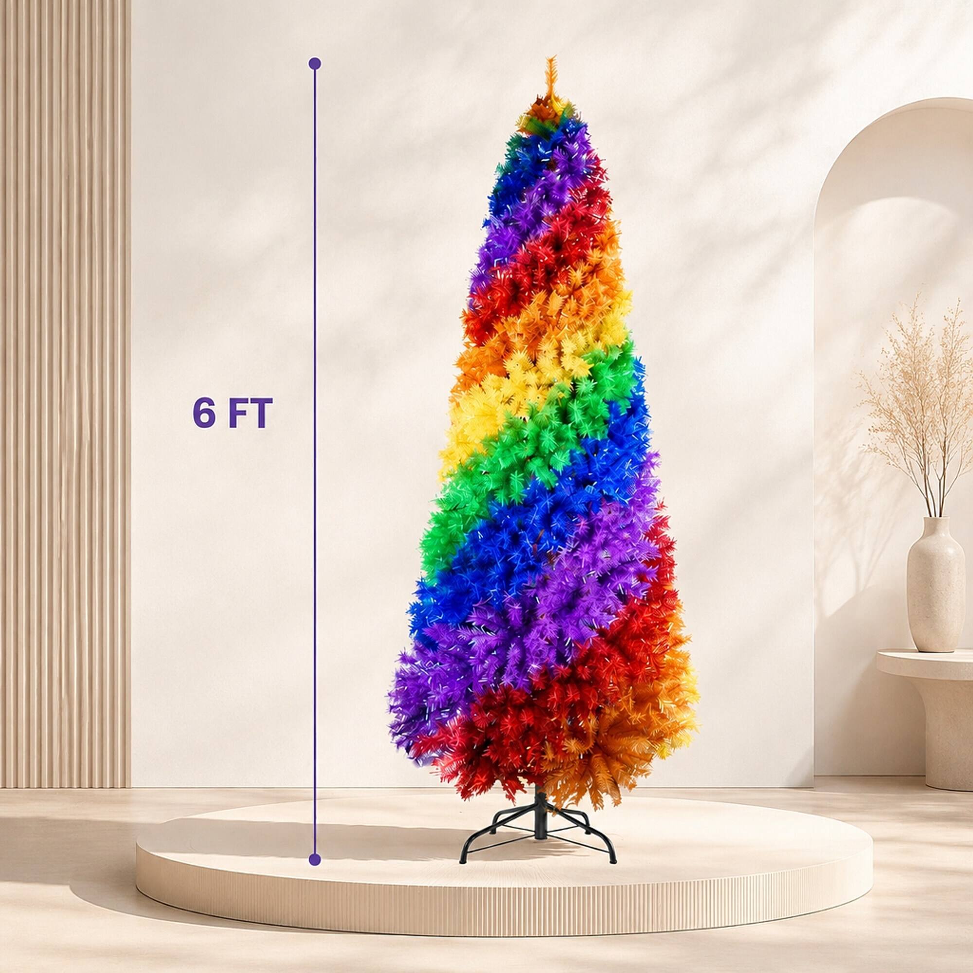 Alt View 3. RYHNUYNE - 7.5Ft Rainbow Spiral Christmas Tree,1825 Branch Tips Colorful PVC Unique Spiral Design Full Lush Shape - Colorful.