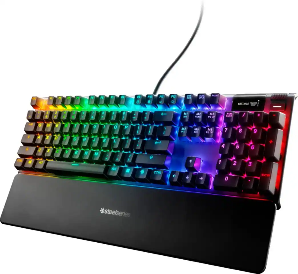 SteelSeries - Apex 7 Full Size Wired Mechanical Red Linear Switch Gaming Keyboard with Rapid Tap - Black