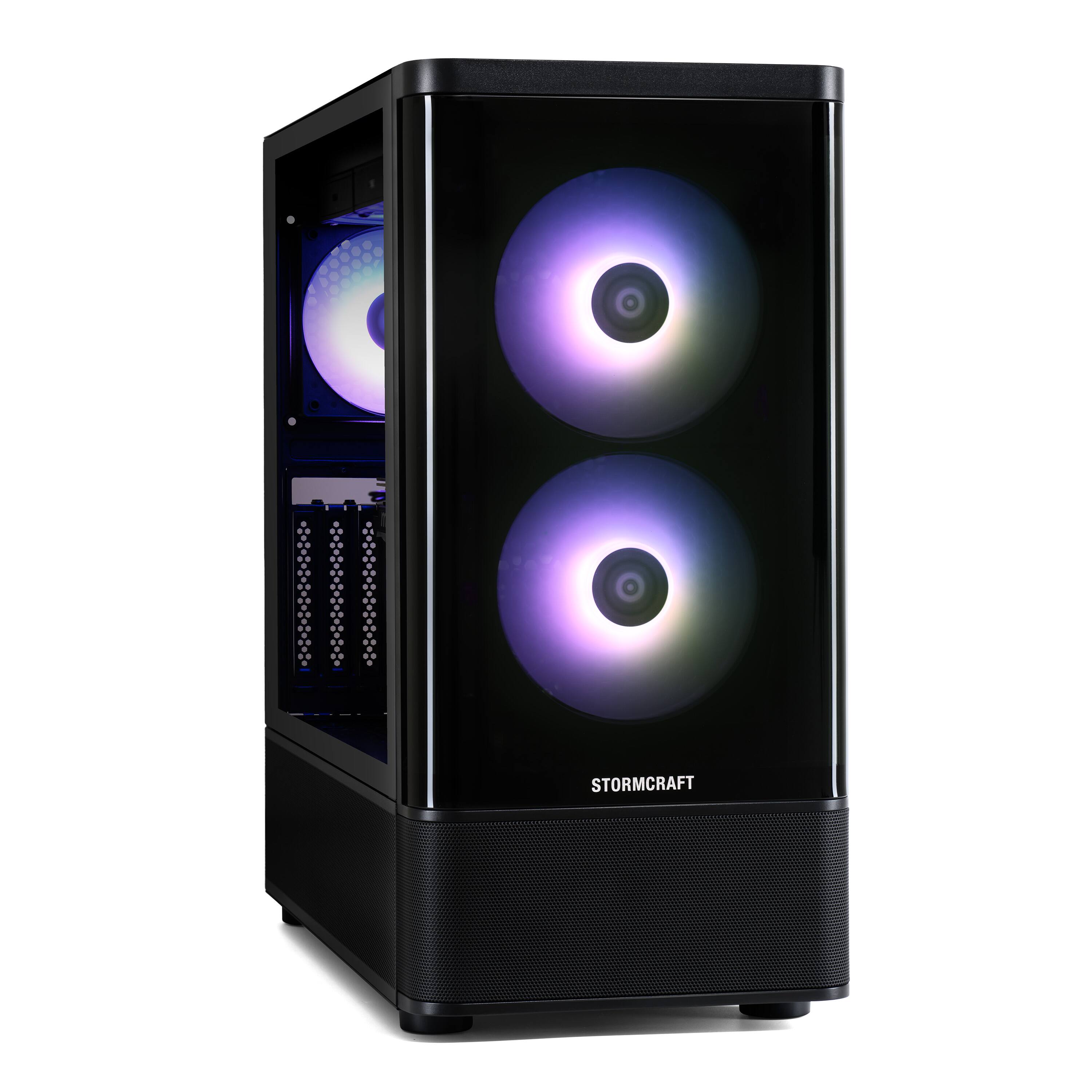 Left. STORMCRAFT - Gaming PC SKYHAWK PRO AMD Ryzen 7 7800X3D AMD Radeon RX 9070 XT 16GB 32GB DDR5 6000MHz RGB 1TB SSD 360mm AIO.