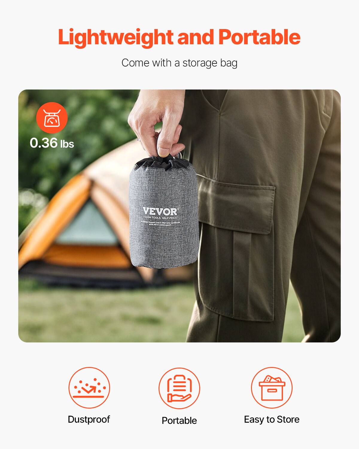 Lightweight and Portable  
Come with a storage bag  

0.36 lbs  

Dustproof  
Portable  
Easy to Store