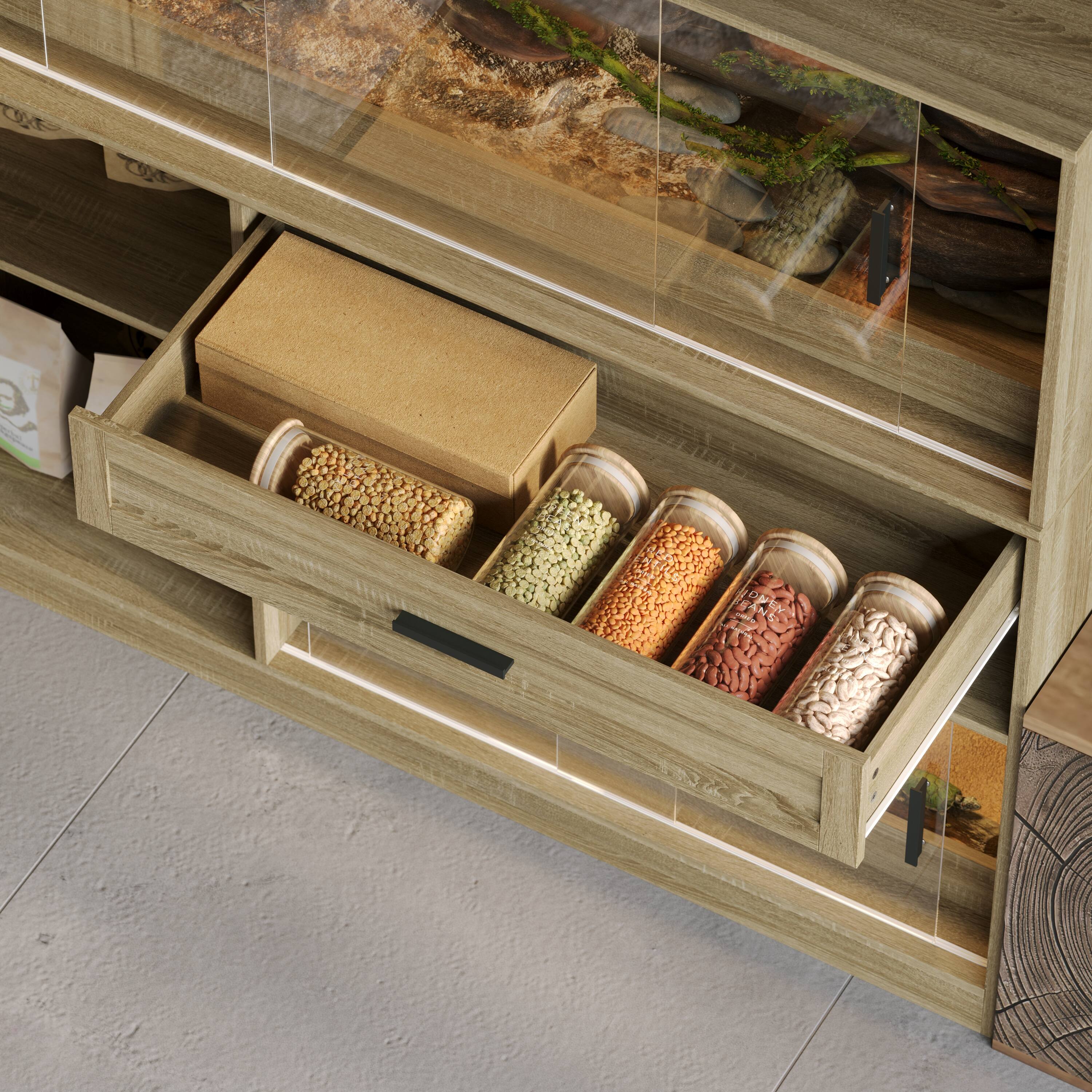 Alt View 5. FUFU & GAGA - Multi-Level Reptile Habitat Cabinet – Versatile Terrarium with Twin Eco-Zones for Lizards Hamsters & Small Pets.
