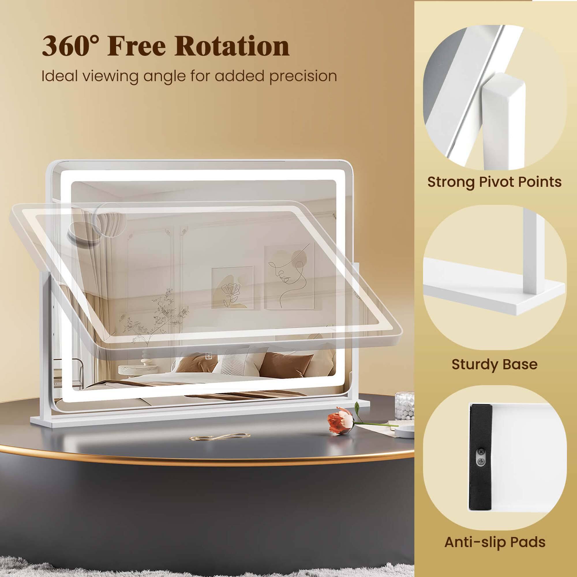 360° Free Rotation  
Ideal viewing angle for added precision  

Strong Pivot Points  
Sturdy Base  
Anti-slip Pads