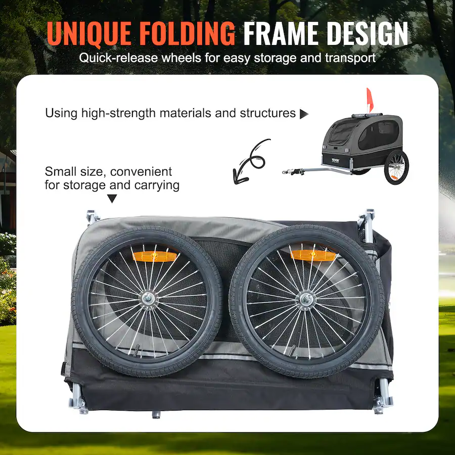 VEVOR Dog Bike Trailer, Supports up to 88 lbs, Pet Cart Bicycle Carrier ...