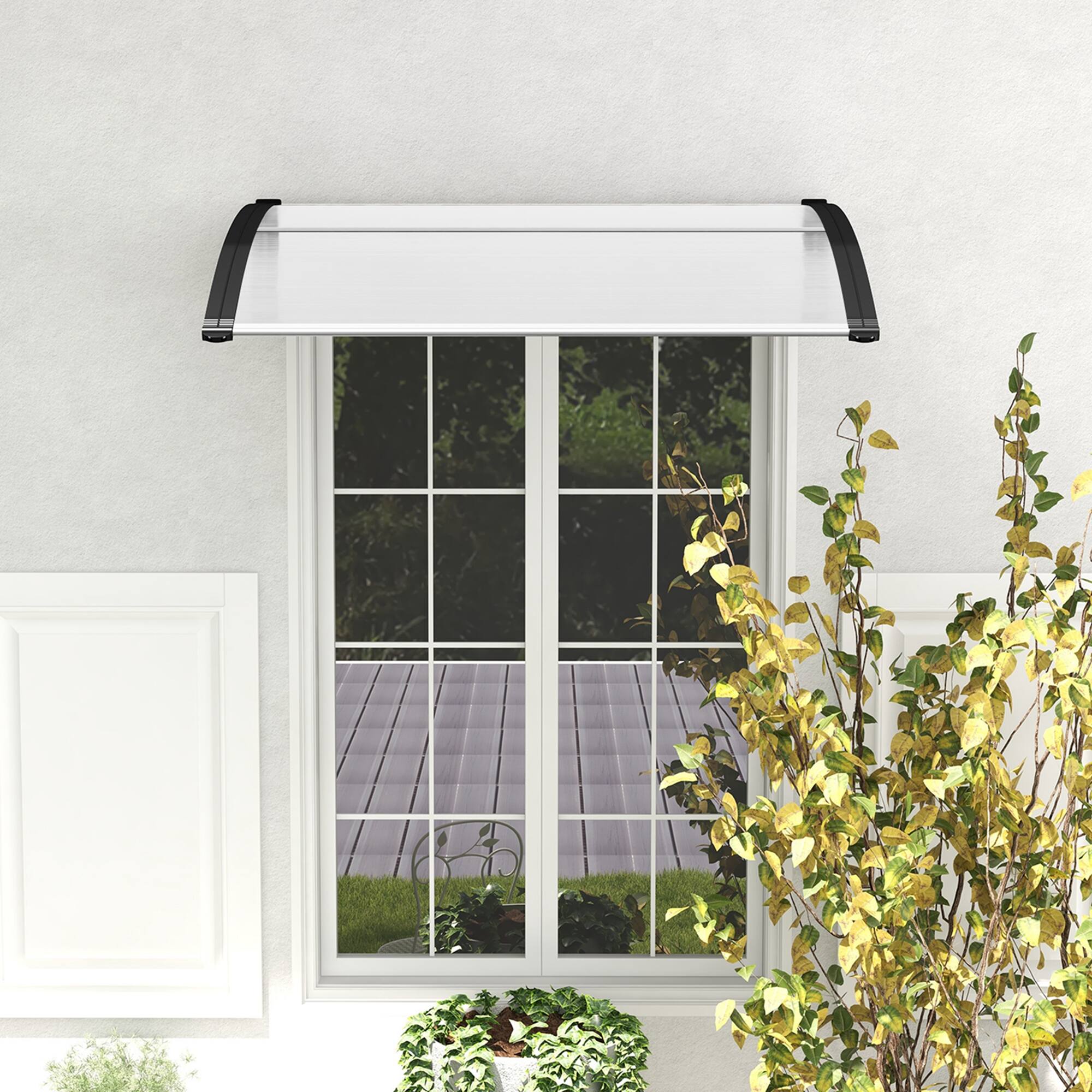 Alt View 3. Costway - Costway 48" x 40" Window Outdoor Awning Door Canopy Exterior Awning Canopy - Black.