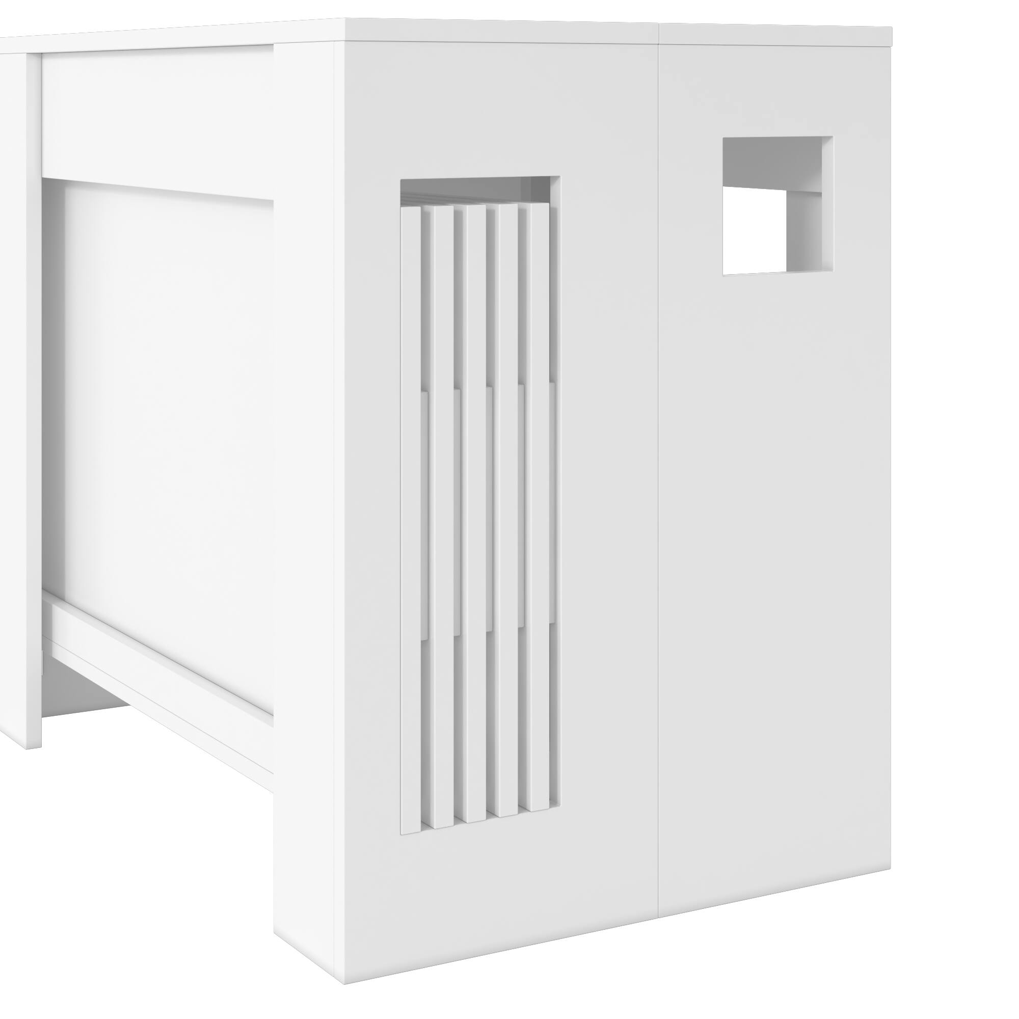Alt View 4. Famapy - Extendable Dining Table 120" Long, White Folding Sideboard for Small Spaces, Large Expandable Desk 10-12 People - White.