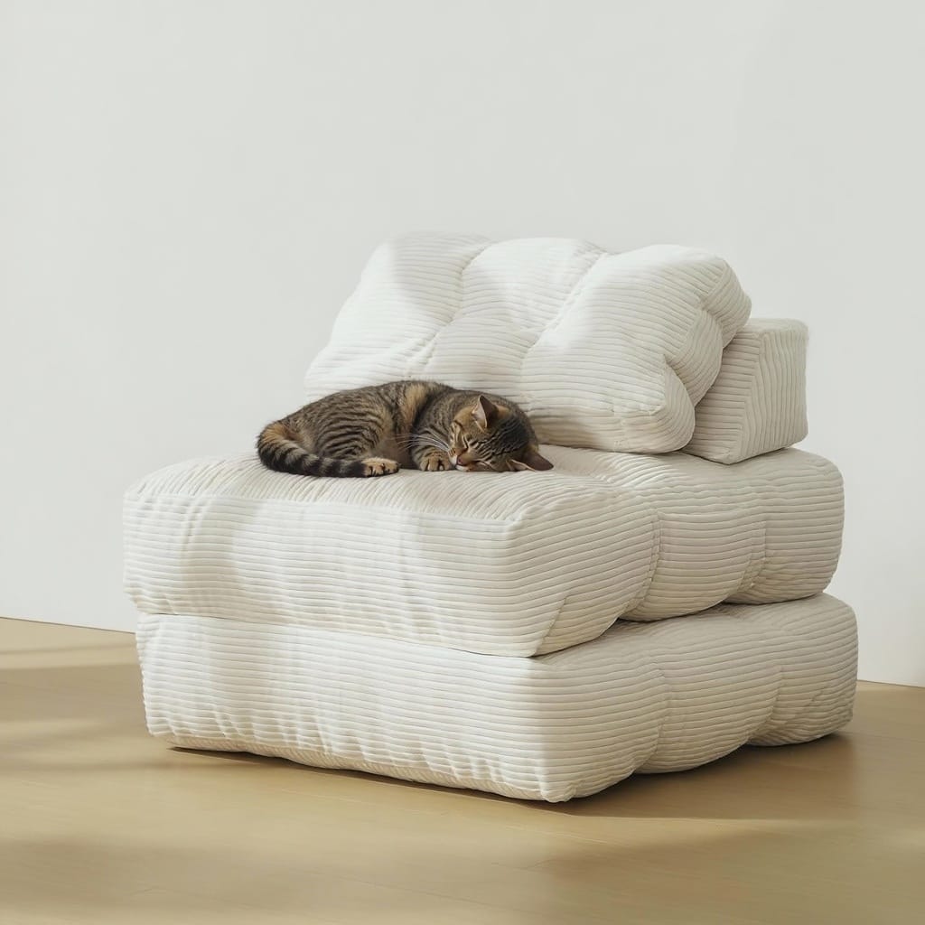 Acekool - Folding Sofa Bed, Sleeper Chair, with Pillow - Beige