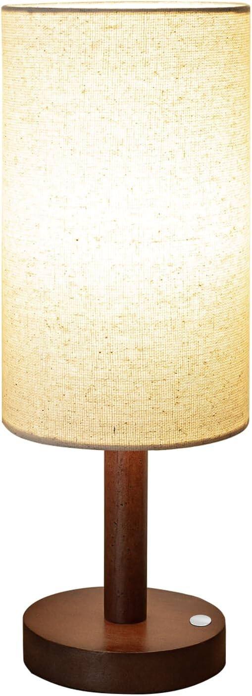 Beige Shade+Cordless Wood Base