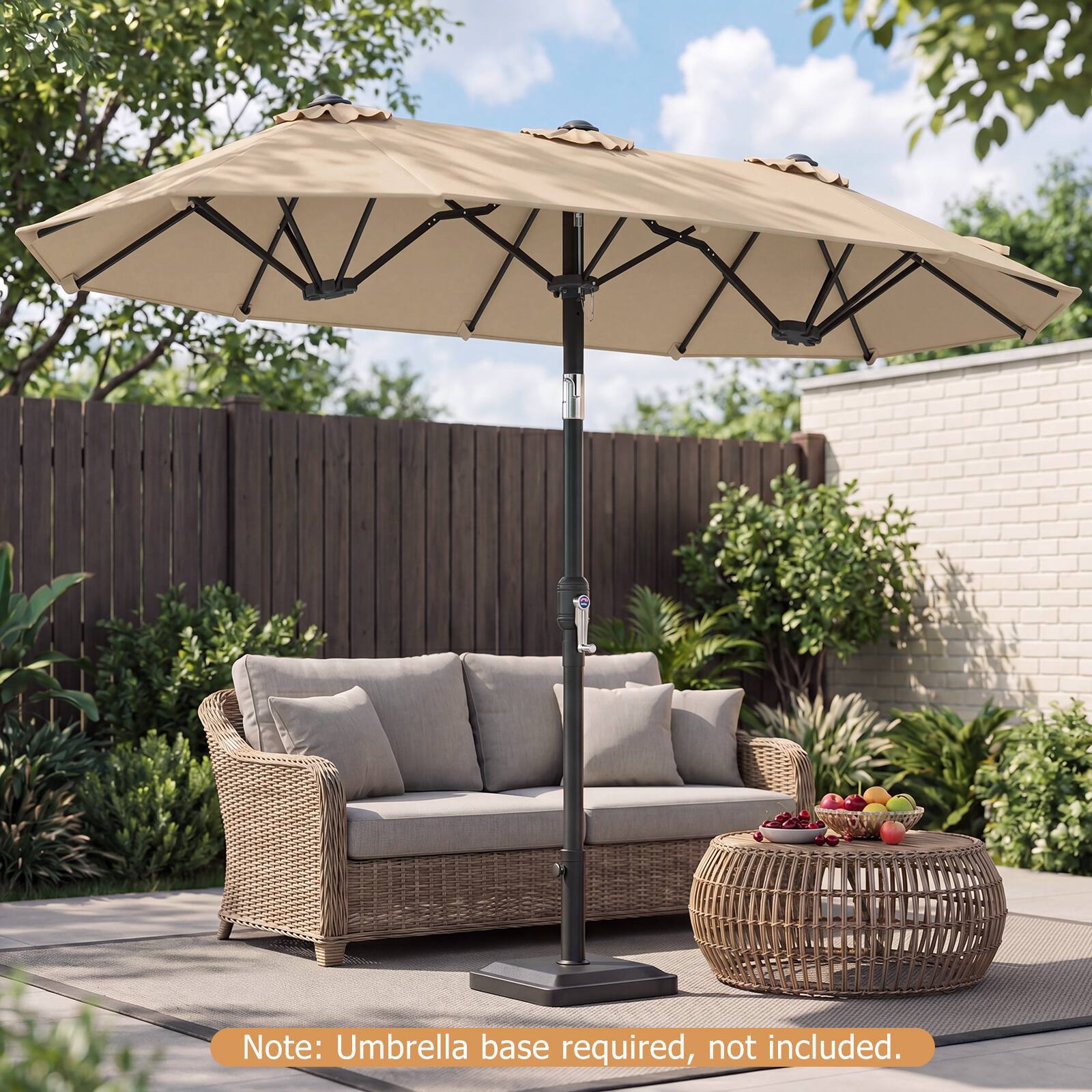 Note: Umbrella base required, not included.