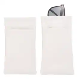 Unique Bargains - 2pcs PU Leather Double Squeeze Top Eyeglass Pouch, Soft Travel Case Organizer for Men/Women Sunglasses - White