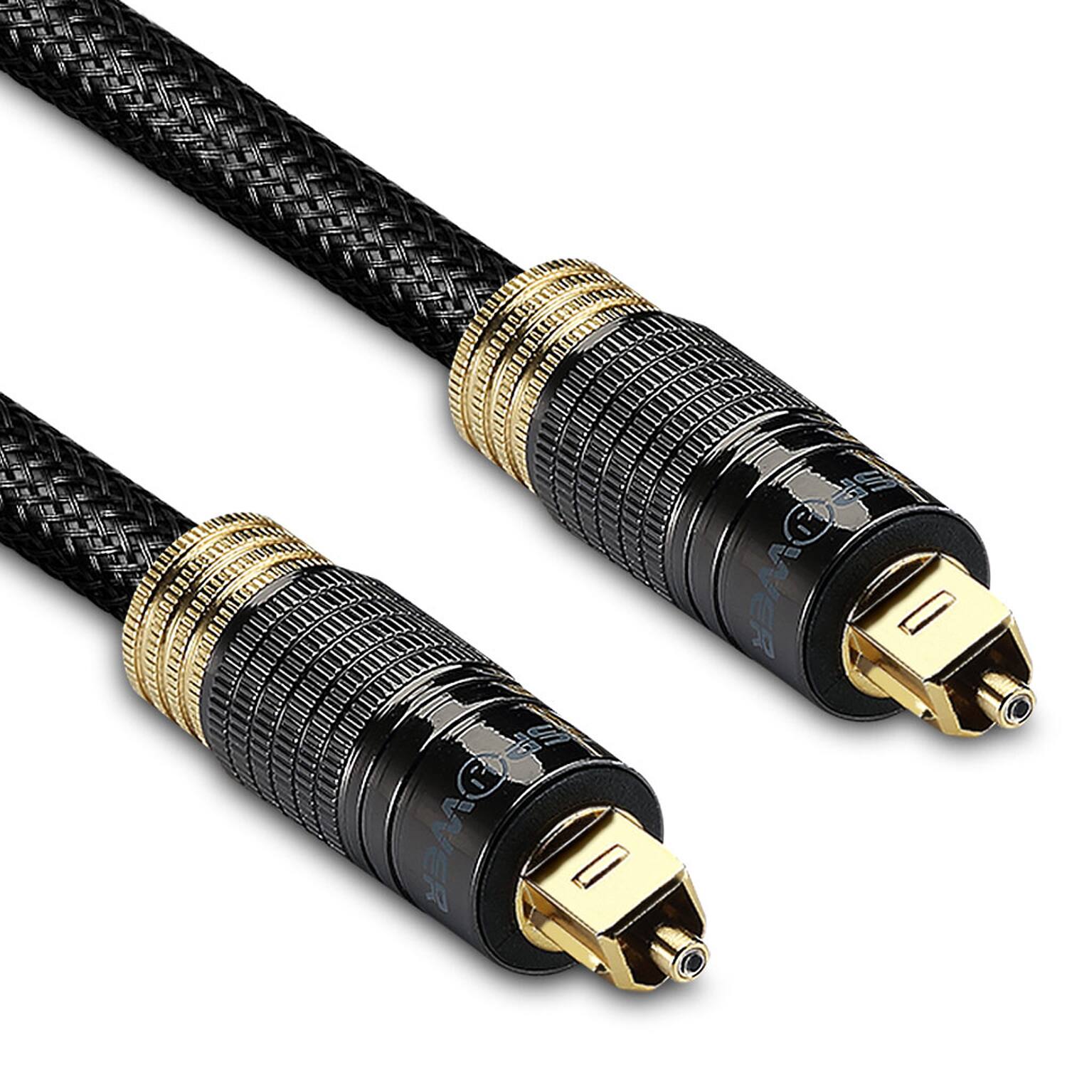 FosPower - 24K Gold-Plated Optical Digital Audio Cable - 6FT, Zero RFI & EMI Interference S/PDIF Toslink Cable - Black