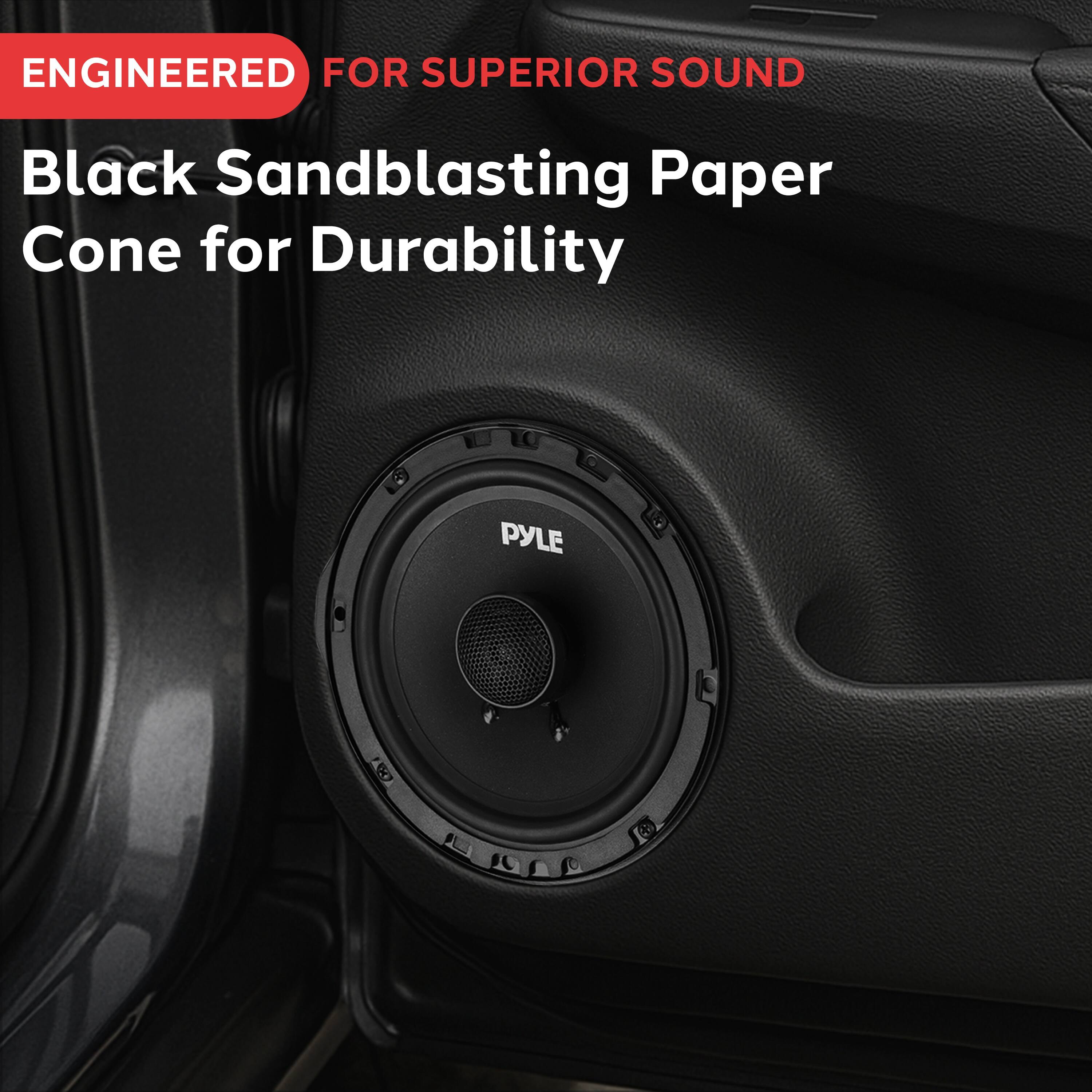 ENGINEERED FOR SUPERIOR SOUND, Black Sandblasting Paper Cone for Durability, PYLE 6