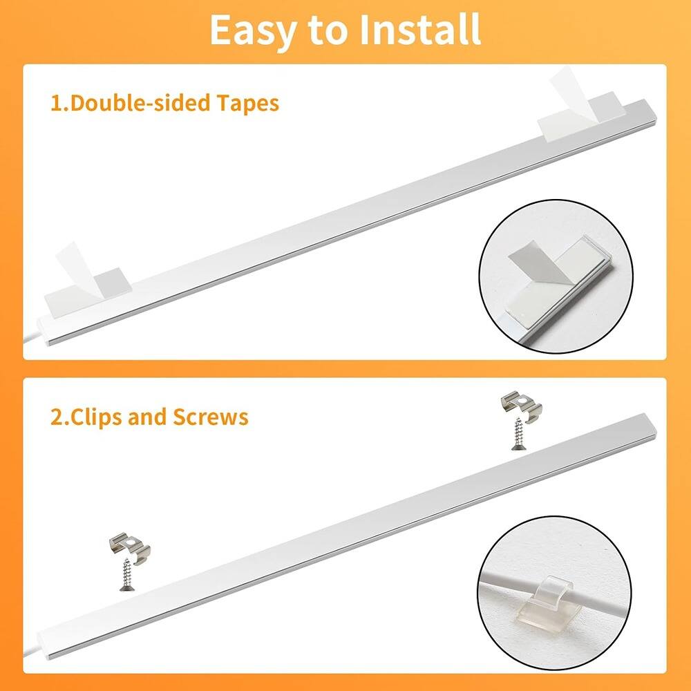 Easy to Install

1. Double-sided Tapes

2. Clips and Screws
