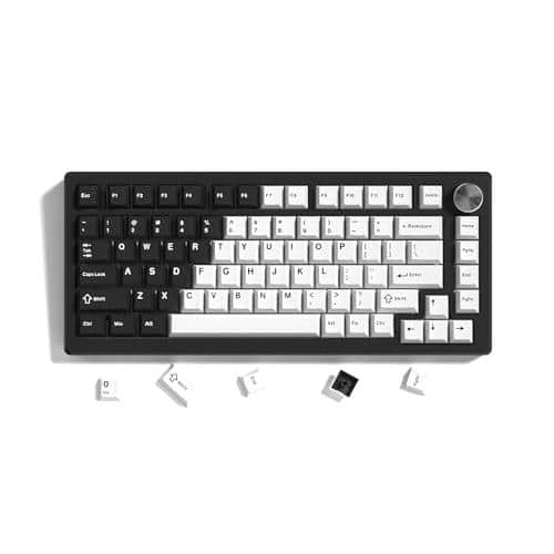 Stamp n Camp - Womier Double Shot Pbt Keycaps Set 138 Keys Cherry Profile Custom 60 65 75 100 Percent For 61/64/68/84/87/100/104/108 - Black/White