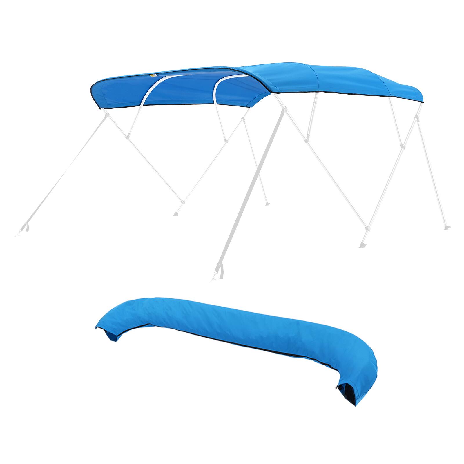 Alt View 5. VEVOR - 4 Bow Boat Bimini Tops, 600D Polyester Canopy, Waterproof & Sun Protection Boat Awning Canopy with Storage Bag - Pacific Blue.