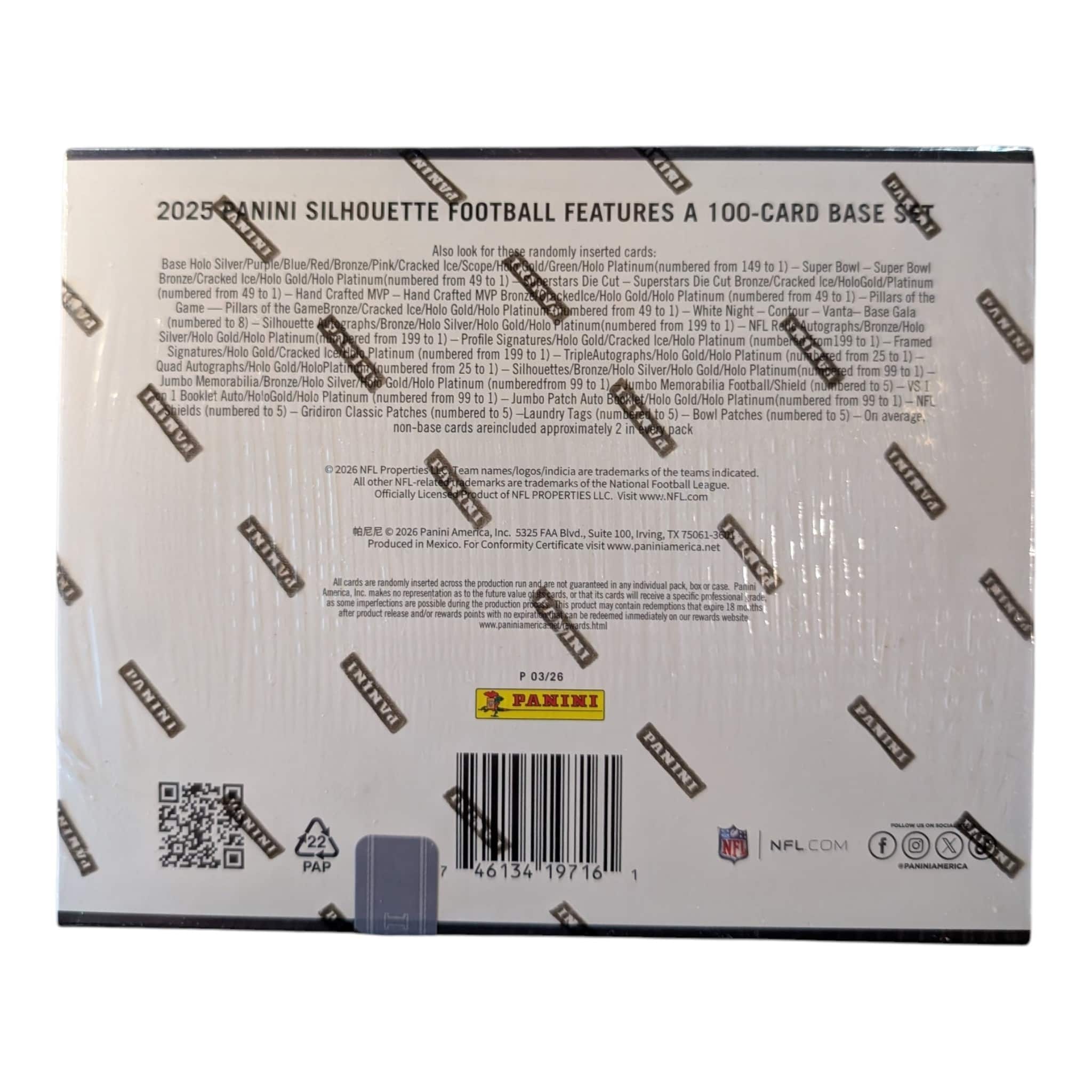2025 Panini Silhouette Football Hobby Box - Best Buy