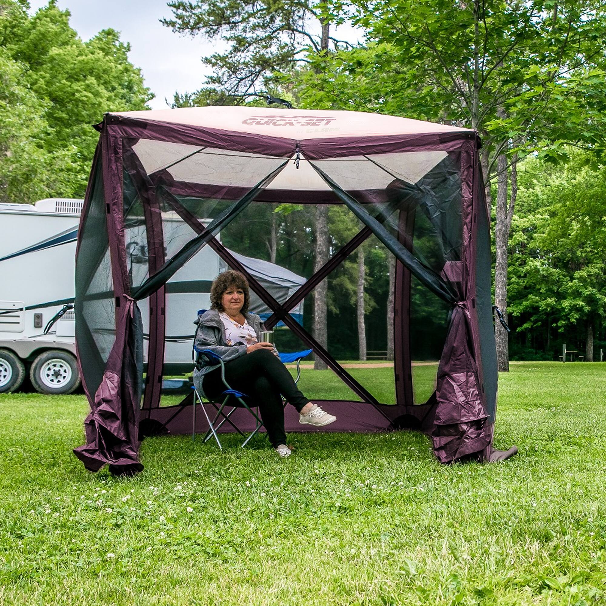 Alt View 5. Clam - CLAM Quick-Set Traveler 6x6 Ft Portable Outdoor 4 Sided Canopy Shelter, Plum - Plum.