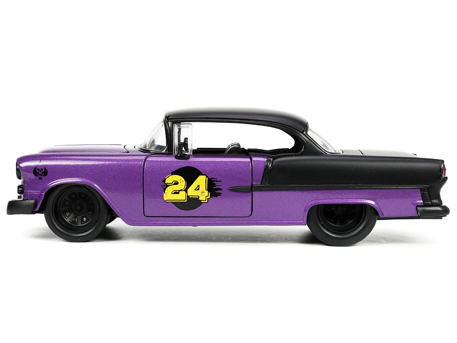 Alt View 2. Jada - 1955 Chevrolet Bel Air #24 Purple Metallic and Matt Black "Bigtime Muscle" Series 1/24 Diecast Model Car by Jada - Multicolor.