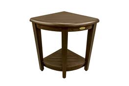 DecoTeak - DecoTeak® SnazzyCorner® 18" Teak Wood Wide Corner Shower Bench with Shelf Finish - Woodland Brown