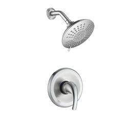 Boyel Living - 5 Spray Patterns 2.2 GPM 6 Inch Wall Mount Fixed Shower Head with Handle Trim and Valve - Brushed Nickel
