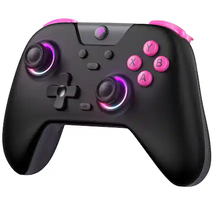Front. Rossetta - Rossetta X05 Wireless Gaming Controller for PC/iPhone/Android/Switch, Hall effect, RGB Lights, Turbo, and Anti-Drift - Black.
