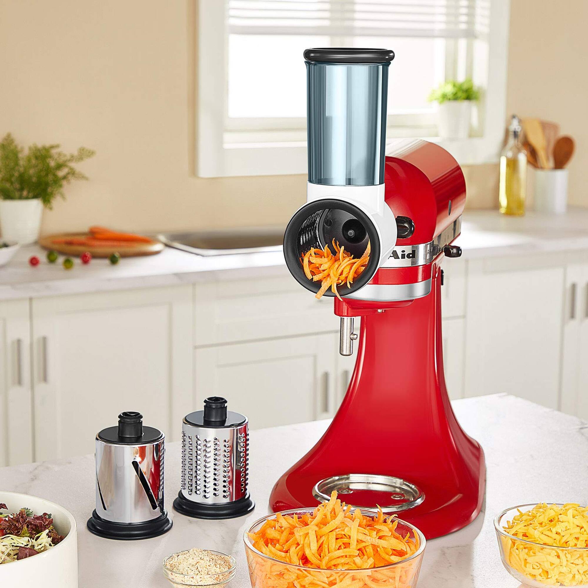 Alt View 1. Gvode - Gvode Cheese Grater & Slicer Shredder Attachment, Compatible with KitchenAid®, All Steel, 4 Blades - Blue.