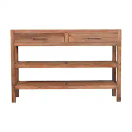 Artisan Furniture - Solid Wood Woven Tier Console, 2 Drawer - Brown