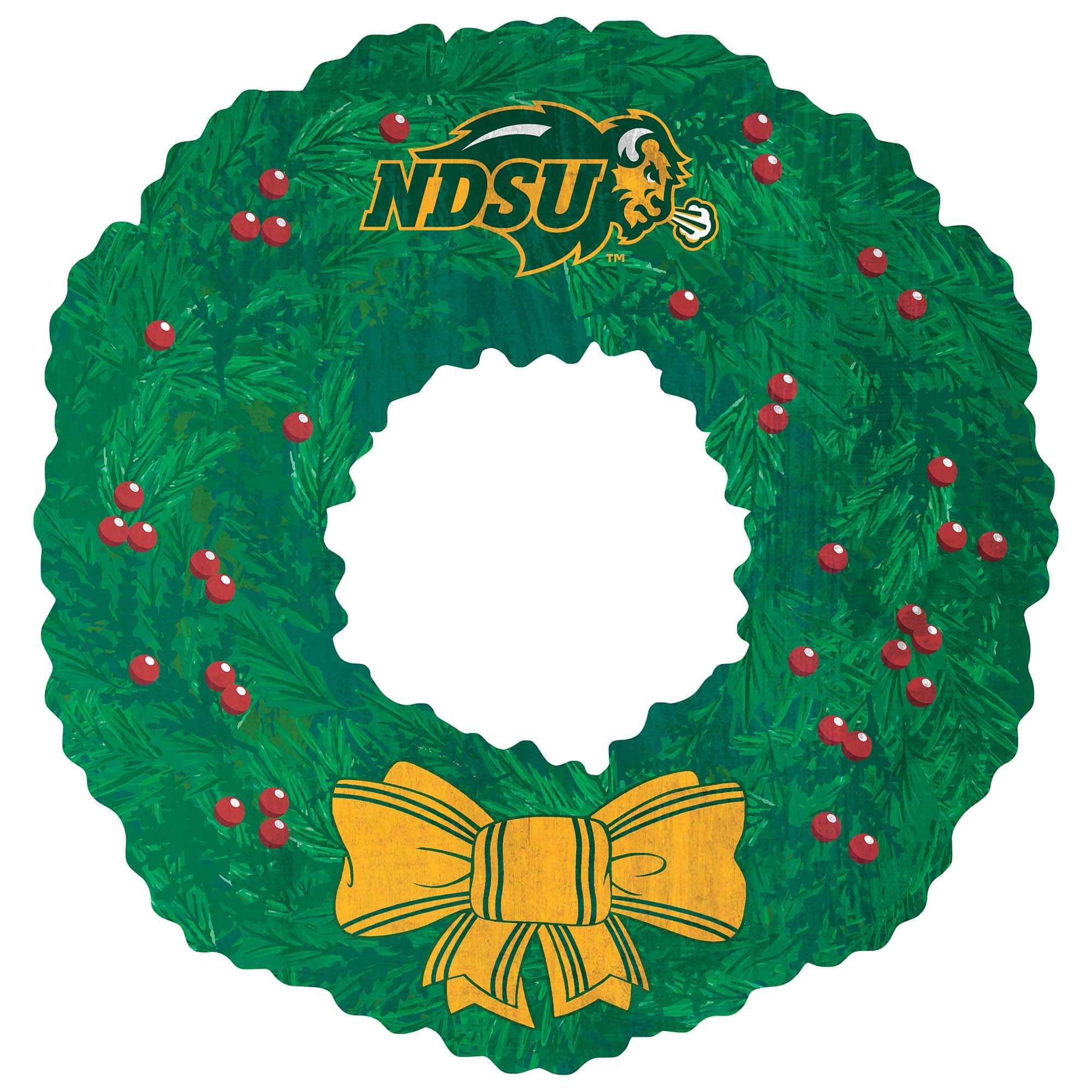 Front. Fan Creations - NDSU Bison 16'' Team Wreath Sign - Green.